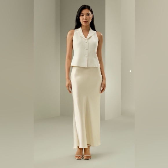 Lilysilk Silk Maxi Skirt With Flare Hem White Size US 6 - Picture 2 of 5